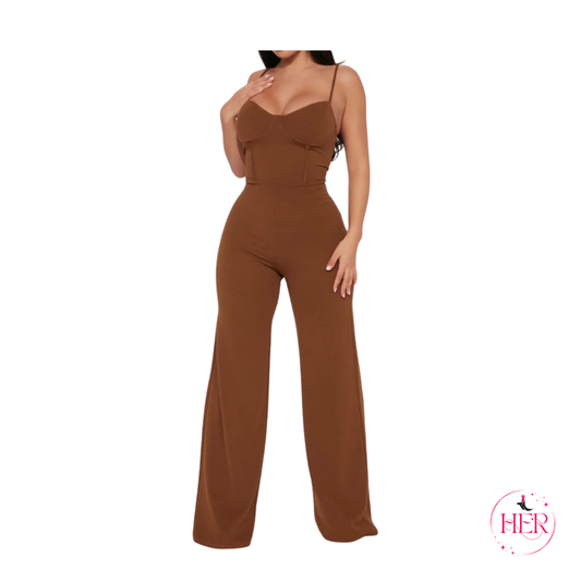 Fine Strap Wide Leg Jumpsuit