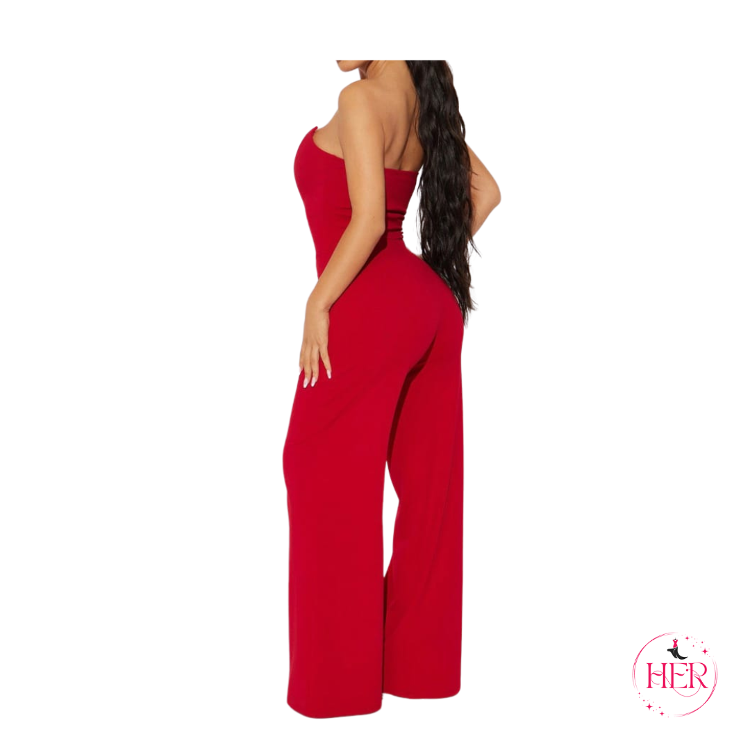 Strapless Wide Leg Jumpsuit