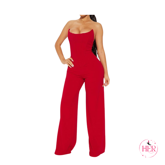 Strapless Wide Leg Jumpsuit