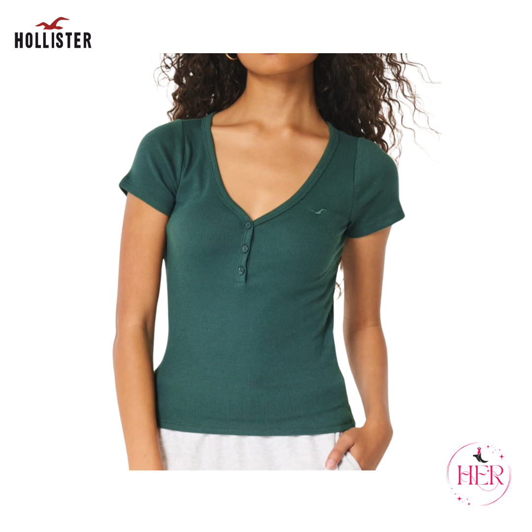 Hollister Ribbed Short-Sleeve Icon Henley