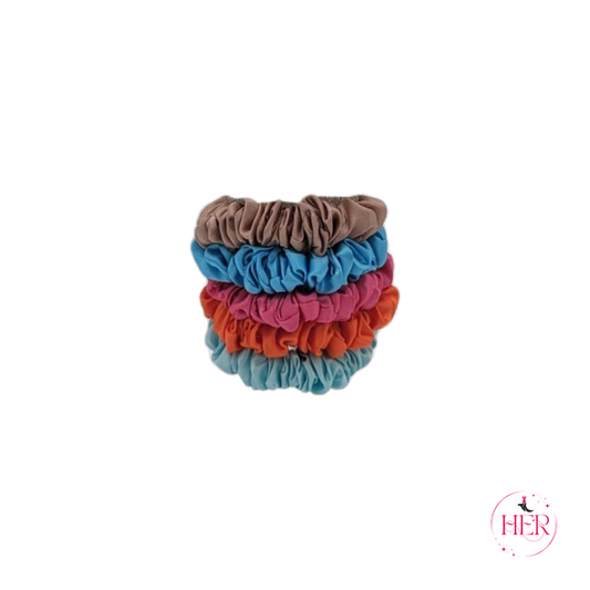Mini Silk Hair Scrunchies - 5 Pcs