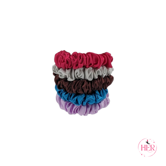 Mini Silk Hair Scrunchies - 5 Pcs